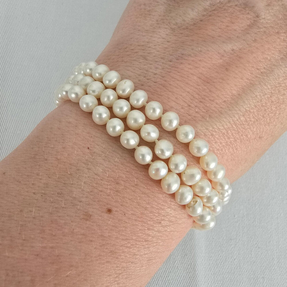 Vintage 14k Gold Pearl 3 Strand Bracelet